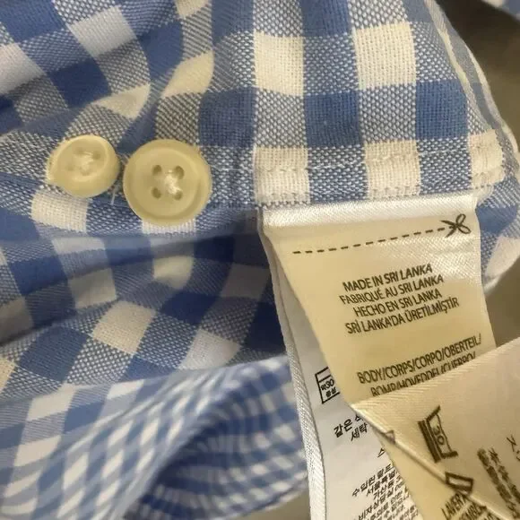 Polo Ralph Lauren Shirt Men 3XLT Tall Blue White Check Button Up SS Palm Trees